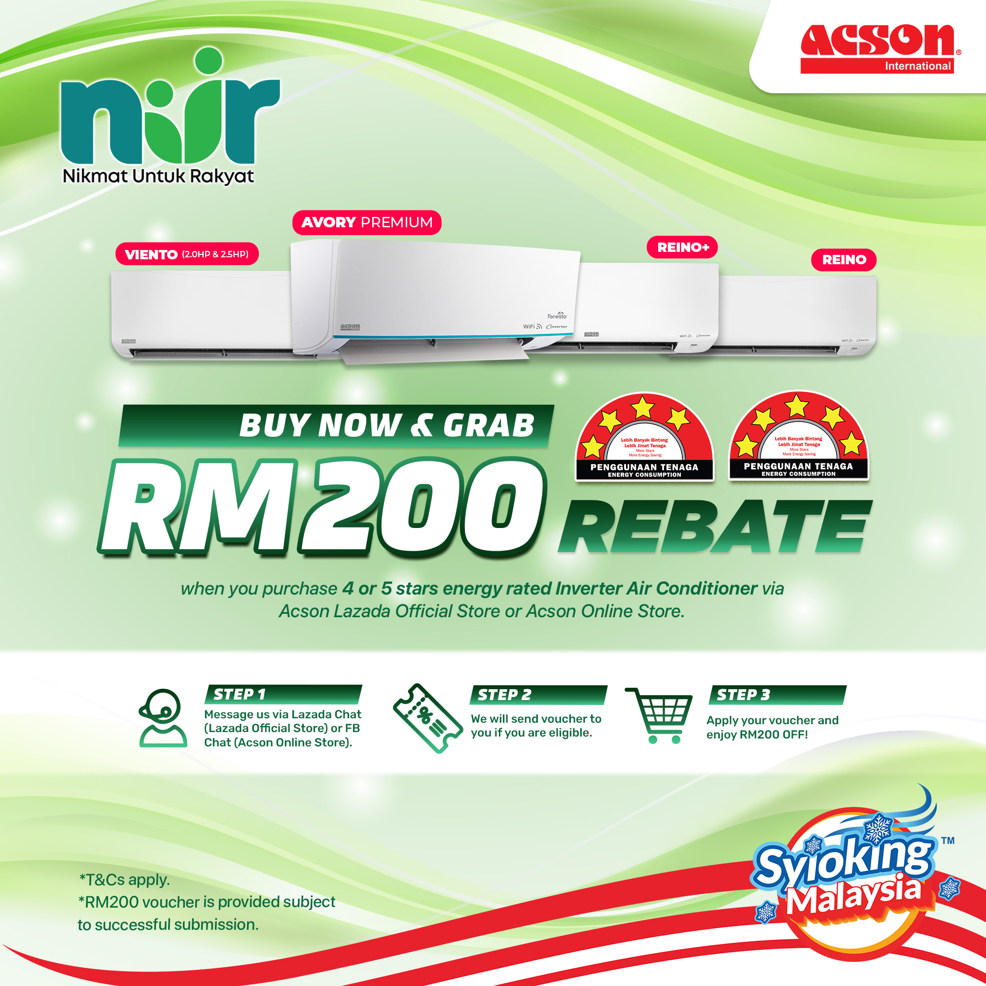 REINO Inverter (2.0HP) Air Conditioner R32 WiFi